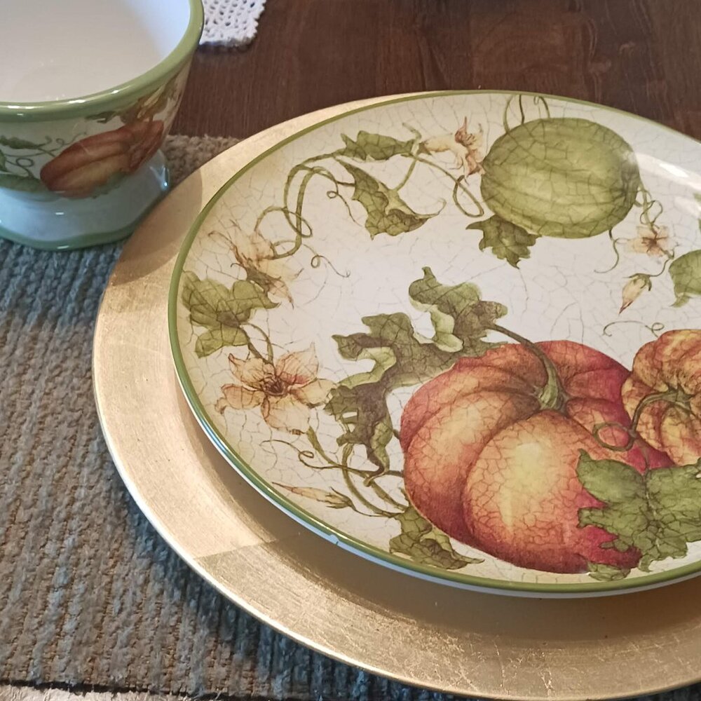 Pier 1 Harvest Garden single dinner plate *ReTired* set of four
